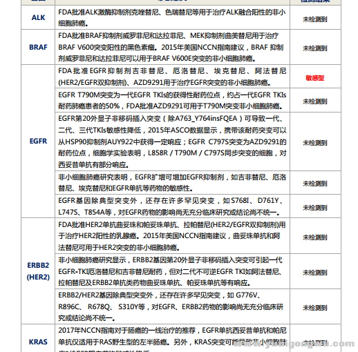 主要驱动基因突变检测结果1