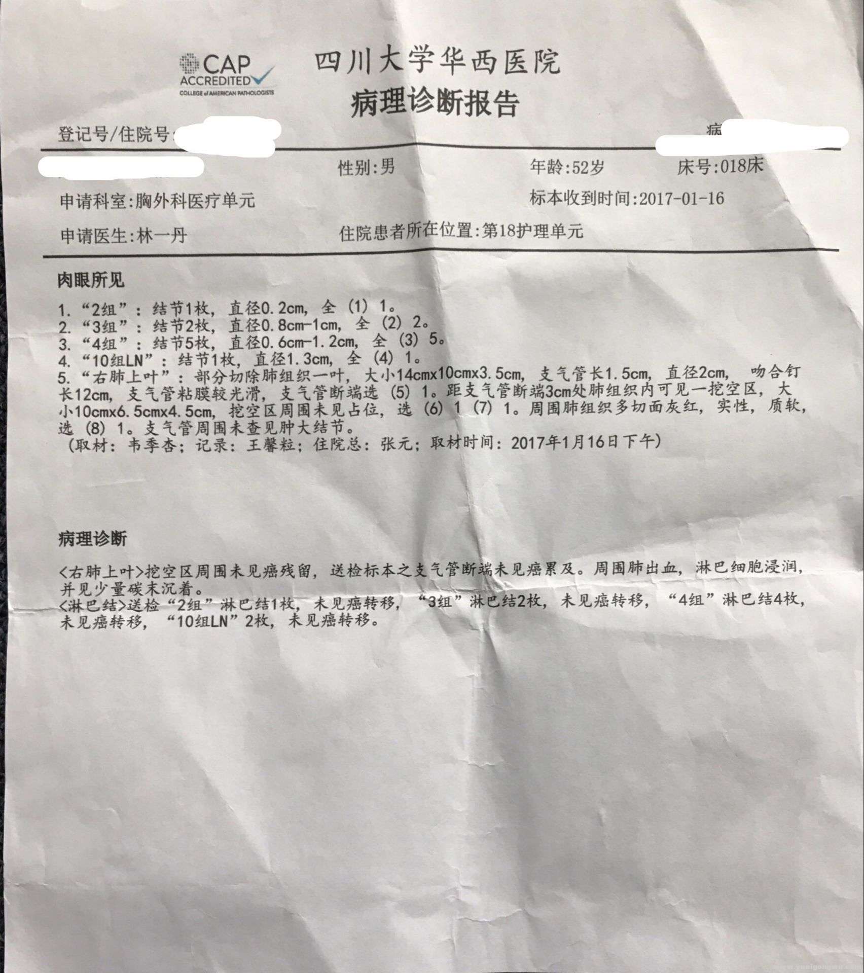 术后病理报告