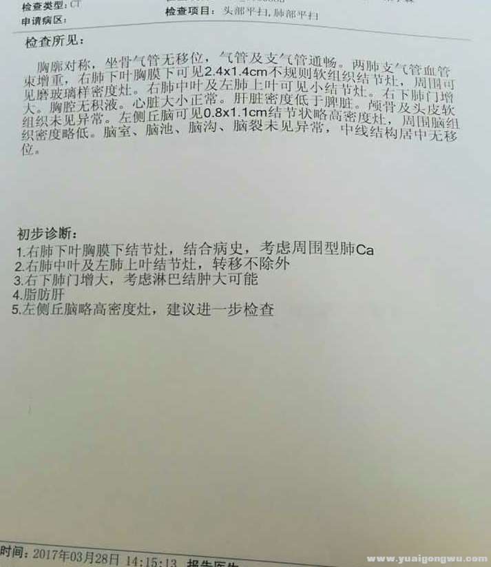 吃特罗凯后 肺头CT